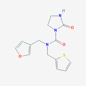 N-(furan-3-ylmethyl)-2-oxo-N-(thiophen-2-ylmethyl)imidazolidine-1-carboxamide