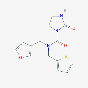 molecular formula C14H15N3O3S B2417636 N-(呋喃-3-基甲基)-2-氧代-N-(噻吩-2-基甲基)咪唑烷-1-甲酰胺 CAS No. 1797971-73-3