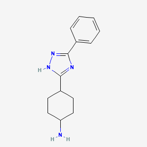 molecular formula C14H18N4 B2417637 4-(3-phenyl-1H-1,2,4-triazol-5-yl)cyclohexan-1-amine CAS No. 1304331-48-3