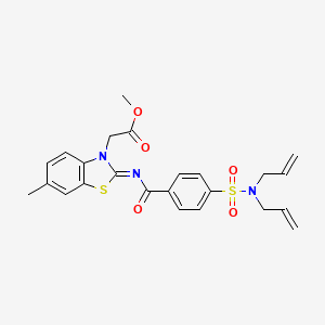 molecular formula C24H25N3O5S2 B2417640 (Z)-甲基 2-(2-((4-(N,N-二烯丙基磺酰胺)苯甲酰)亚氨基)-6-甲基苯并[d]噻唑-3(2H)-基)乙酸酯 CAS No. 897616-98-7
