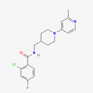 molecular formula C19H21ClFN3O B2417643 2-chloro-4-fluoro-N-((1-(2-methylpyridin-4-yl)piperidin-4-yl)methyl)benzamide CAS No. 2034241-03-5