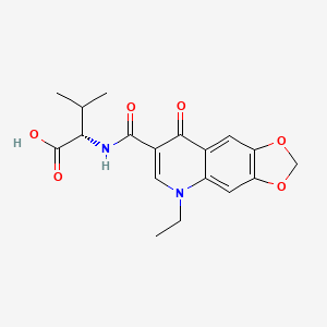 molecular formula C18H20N2O6 B2417645 (2S)-2-[(5-ethyl-8-oxo-[1,3]dioxolo[4,5-g]quinoline-7-carbonyl)amino]-3-methylbutanoic acid CAS No. 956626-62-3