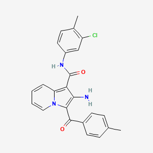 molecular formula C24H20ClN3O2 B2417654 2-amino-N-(3-chloro-4-methylphenyl)-3-(4-methylbenzoyl)indolizine-1-carboxamide CAS No. 898417-65-7