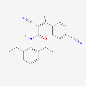 molecular formula C21H19N3O B2417659 (Z)-2-Cyano-3-(4-cyanophenyl)-N-(2,6-diethylphenyl)prop-2-enamide CAS No. 736148-34-8