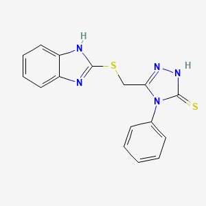 molecular formula C16H13N5S2 B2417667 5-[(1H-1,3-benzodiazol-2-ylsulfanyl)methyl]-4-phenyl-4H-1,2,4-triazole-3-thiol CAS No. 328106-49-6