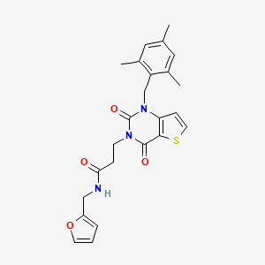 molecular formula C24H25N3O4S B2417694 N-(2-furylmethyl)-3-[1-(mesitylmethyl)-2,4-dioxo-1,4-dihydrothieno[3,2-d]pyrimidin-3(2H)-yl]propanamide CAS No. 866015-80-7