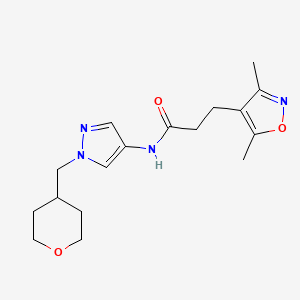 3-(3,5-dimethylisoxazol-4-yl)-N-(1-((tetrahydro-2H-pyran-4-yl)methyl)-1H-pyrazol-4-yl)propanamide