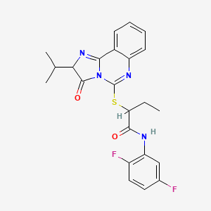 molecular formula C23H22F2N4O2S B2417702 N-(2,5-difluorophenyl)-2-((2-isopropyl-3-oxo-2,3-dihydroimidazo[1,2-c]quinazolin-5-yl)thio)butanamide CAS No. 1185000-09-2
