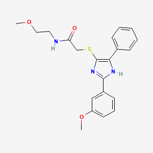 molecular formula C21H23N3O3S B2417704 N-(2-methoxyethyl)-2-((2-(3-methoxyphenyl)-5-phenyl-1H-imidazol-4-yl)thio)acetamide CAS No. 901259-32-3