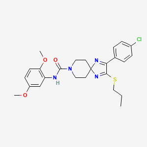 molecular formula C25H29ClN4O3S B2417709 2-(4-chlorophenyl)-N-(2,5-dimethoxyphenyl)-3-(propylthio)-1,4,8-triazaspiro[4.5]deca-1,3-diene-8-carboxamide CAS No. 894885-42-8