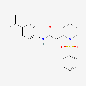 molecular formula C22H28N2O3S B2417720 N-(4-isopropylphenyl)-2-(1-(phenylsulfonyl)piperidin-2-yl)acetamide CAS No. 1021118-43-3