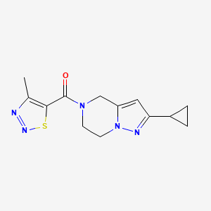 molecular formula C13H15N5OS B2417728 (2-环丙基-6,7-二氢吡唑并[1,5-a]吡嗪-5(4H)-基)(4-甲基-1,2,3-噻二唑-5-基)甲酮 CAS No. 2034555-62-7