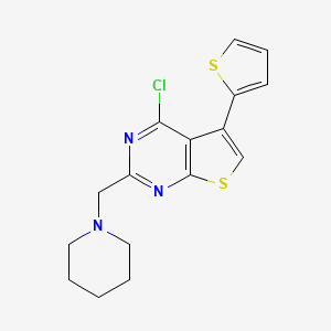 molecular formula C16H16ClN3S2 B2417732 1-{[4-Chloro-5-(thiophen-2-yl)thieno[2,3-d]pyrimidin-2-yl]methyl}piperidine CAS No. 885460-59-3