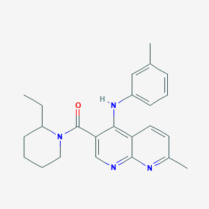 molecular formula C24H28N4O B2417740 (2-乙基哌啶-1-基)(7-甲基-4-(间甲苯胺基)-1,8-萘啶-3-基)甲酮 CAS No. 1251690-41-1