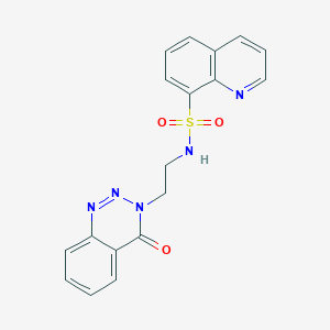 molecular formula C18H15N5O3S B2417747 N-[2-(4-氧代-3,4-二氢-1,2,3-苯并三唑-3-基)乙基]喹啉-8-磺酰胺 CAS No. 2097871-87-7