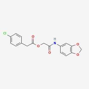 molecular formula C17H14ClNO5 B2417756 [(2H-1,3-benzodioxol-5-yl)carbamoyl]methyl 2-(4-chlorophenyl)acetate CAS No. 391240-15-6