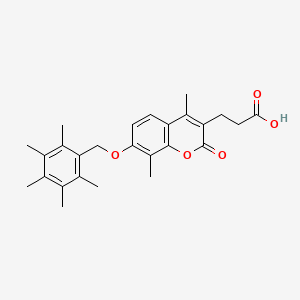 molecular formula C26H30O5 B2417757 3-[4,8-dimethyl-2-oxo-7-[(2,3,4,5,6-pentamethylphenyl)methoxy]chromen-3-yl]propanoic Acid CAS No. 858748-63-7