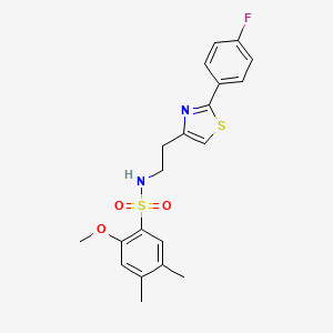 molecular formula C20H21FN2O3S2 B2417763 N-(2-(2-(4-fluorophenyl)thiazol-4-yl)ethyl)-2-methoxy-4,5-dimethylbenzenesulfonamide CAS No. 946204-45-1