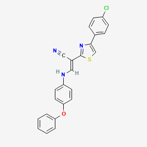 molecular formula C24H16ClN3OS B2417767 (E)-2-(4-(4-氯苯基)噻唑-2-基)-3-((4-苯氧基苯基)氨基)丙烯腈 CAS No. 683258-13-1