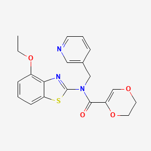 molecular formula C20H19N3O4S B2417775 N-(4-ethoxybenzo[d]thiazol-2-yl)-N-(pyridin-3-ylmethyl)-5,6-dihydro-1,4-dioxine-2-carboxamide CAS No. 895010-17-0