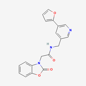 molecular formula C19H15N3O4 B2417779 N-((5-(furan-2-yl)pyridin-3-yl)methyl)-2-(2-oxobenzo[d]oxazol-3(2H)-yl)acetamide CAS No. 2034536-78-0