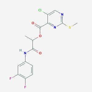 molecular formula C15H12ClF2N3O3S B2417786 1-[(3,4-Difluorophenyl)carbamoyl]ethyl 5-chloro-2-(methylsulfanyl)pyrimidine-4-carboxylate CAS No. 1111554-88-1