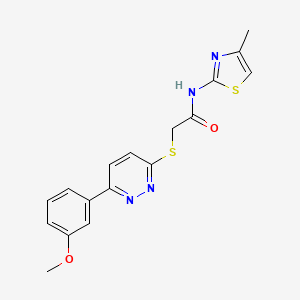 molecular formula C17H16N4O2S2 B2417803 2-((6-(3-methoxyphenyl)pyridazin-3-yl)thio)-N-(4-methylthiazol-2-yl)acetamide CAS No. 893989-27-0