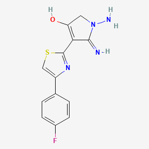 molecular formula C13H11FN4OS B2417811 1,5-diamino-4-[4-(4-fluorophenyl)-1,3-thiazol-2-yl]-2,3-dihydro-1H-pyrrol-3-one CAS No. 885524-40-3
