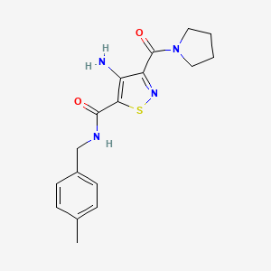 molecular formula C17H20N4O2S B2417826 4-amino-N-(4-methylbenzyl)-3-(pyrrolidine-1-carbonyl)isothiazole-5-carboxamide CAS No. 1286711-38-3