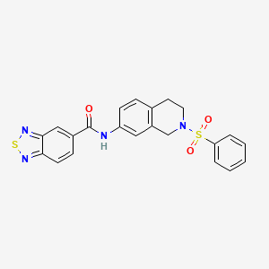 molecular formula C22H18N4O3S2 B2417856 N-(2-(phenylsulfonyl)-1,2,3,4-tetrahydroisoquinolin-7-yl)benzo[c][1,2,5]thiadiazole-5-carboxamide CAS No. 1209956-02-4