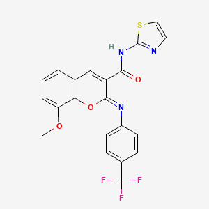 (2Z)-8-methoxy-N-(1,3-thiazol-2-yl)-2-{[4-(trifluoromethyl)phenyl]imino}-2H-chromene-3-carboxamide