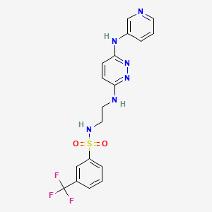 molecular formula C18H17F3N6O2S B2417873 N-(2-((6-(pyridin-3-ylamino)pyridazin-3-yl)amino)ethyl)-3-(trifluoromethyl)benzenesulfonamide CAS No. 1021217-98-0