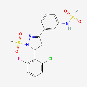 molecular formula C17H17ClFN3O4S2 B2417874 N-(3-(5-(2-chloro-6-fluorophenyl)-1-(methylsulfonyl)-4,5-dihydro-1H-pyrazol-3-yl)phenyl)methanesulfonamide CAS No. 710986-10-0