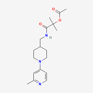 molecular formula C18H27N3O3 B2417879 2-甲基-1-(((1-(2-甲基吡啶-4-基)哌啶-4-基)甲基)氨基)-1-氧代丙烷-2-基乙酸酯 CAS No. 2034306-48-2