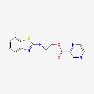 molecular formula C15H12N4O2S B2417880 1-(Benzo[d]thiazol-2-yl)azetidin-3-yl pyrazine-2-carboxylate CAS No. 1396846-79-9
