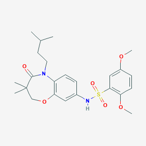 molecular formula C24H32N2O6S B2417888 N-(5-isopentyl-3,3-dimethyl-4-oxo-2,3,4,5-tetrahydrobenzo[b][1,4]oxazepin-8-yl)-2,5-dimethoxybenzenesulfonamide CAS No. 921907-72-4