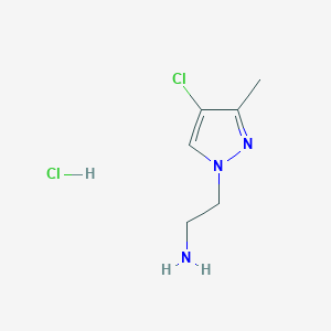 molecular formula C6H11Cl2N3 B2417889 2-(4-氯-3-甲基-1H-吡唑-1-基)乙胺盐酸盐 CAS No. 1820741-67-0