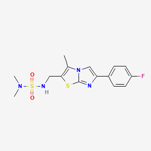 molecular formula C15H17FN4O2S2 B2417891 2-[(Dimethylsulfamoylamino)methyl]-6-(4-fluorophenyl)-3-methylimidazo[2,1-b][1,3]thiazole CAS No. 1421469-13-7
