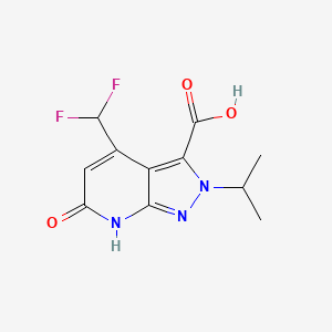 molecular formula C11H11F2N3O3 B2417898 4-(Difluoromethyl)-2-isopropyl-6-oxo-6,7-dihydro-2H-pyrazolo[3,4-b]pyridine-3-carboxylic acid CAS No. 1018166-41-0