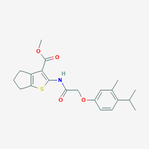 molecular formula C21H25NO4S B241790 methyl 2-{[(4-isopropyl-3-methylphenoxy)acetyl]amino}-5,6-dihydro-4H-cyclopenta[b]thiophene-3-carboxylate 