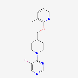 molecular formula C16H19FN4O B2417911 5-Fluoro-4-(4-{[(3-methylpyridin-2-yl)oxy]methyl}piperidin-1-yl)pyrimidine CAS No. 2198821-11-1