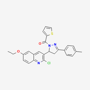 molecular formula C26H22ClN3O2S B2417913 （5-(2-氯-6-乙氧基喹啉-3-基)-3-(对甲苯基)-4,5-二氢-1H-吡唑-1-基）（噻吩-2-基）甲烷酮 CAS No. 685135-44-8