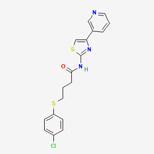 molecular formula C18H16ClN3OS2 B2417918 4-((4-chlorophenyl)thio)-N-(4-(pyridin-3-yl)thiazol-2-yl)butanamide CAS No. 922872-14-8