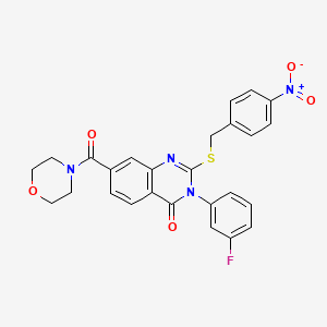 molecular formula C26H21FN4O5S B2417921 3-(3-氟苯基)-7-(吗啉-4-羰基)-2-((4-硝基苄基)硫代)喹唑啉-4(3H)-酮 CAS No. 1115453-45-6