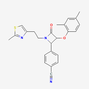 molecular formula C24H23N3O2S B2417922 4-[3-(2,4-Dimethylphenoxy)-1-[2-(2-methyl-1,3-thiazol-4-yl)ethyl]-4-oxoazetidin-2-yl]benzonitrile CAS No. 1211005-81-0