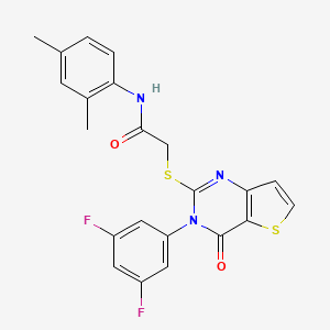 molecular formula C22H17F2N3O2S2 B2417928 2-{[3-(3,5-difluorophenyl)-4-oxo-3,4-dihydrothieno[3,2-d]pyrimidin-2-yl]sulfanyl}-N-(2,4-dimethylphenyl)acetamide CAS No. 1260999-55-0