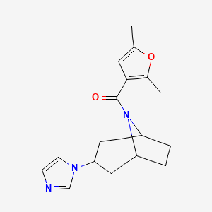 molecular formula C17H21N3O2 B2417929 ((1R,5S)-3-(1H-imidazol-1-yl)-8-azabicyclo[3.2.1]octan-8-yl)(2,5-dimethylfuran-3-yl)methanone CAS No. 2320176-72-3