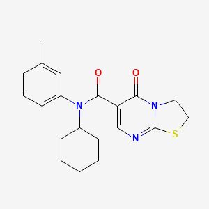 molecular formula C20H23N3O2S B2417931 N-cyclohexyl-5-oxo-N-(m-tolyl)-3,5-dihydro-2H-thiazolo[3,2-a]pyrimidine-6-carboxamide CAS No. 532966-04-4
