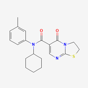 molecular formula C20H23N3O2S B2417931 N-Cyclohexyl-5-oxo-N-(m-Tolyl)-3,5-dihydro-2H-thiazolo[3,2-a]pyrimidin-6-carboxamid CAS No. 532966-04-4