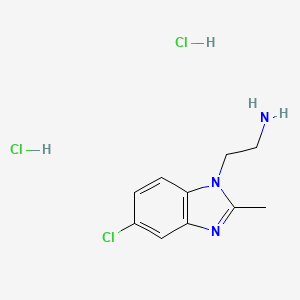 molecular formula C10H14Cl3N3 B2417940 2-(5-Chloro-2-methylbenzimidazol-1-yl)ethanamine;dihydrochloride CAS No. 2416234-04-1